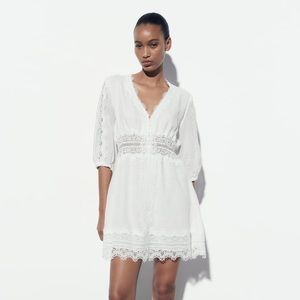 ZARA New with tags white lace dress XS